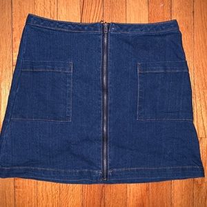Denim zip up skirt